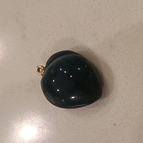 Deep Turquoise Stone Heart Pendant Agate - Picture 4 of 4